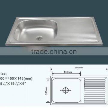 90*45CM Layon Stainless Steel Kitchen Sink With Drainboard photo-2