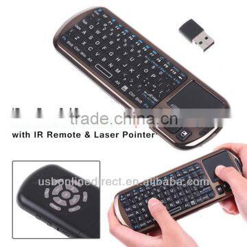 Hot sales 2.4G Mini handheld keyboard Wireless touchpad IR Remote & Laser keyboards