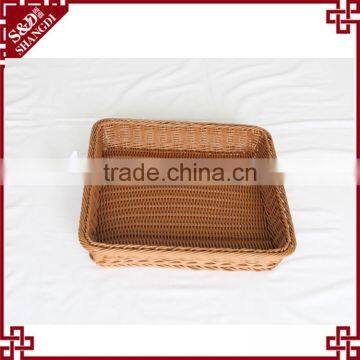Hand Woven Customized Food Storage Square Shape Plastic Poly Rattan Basket for Fruit photo-5