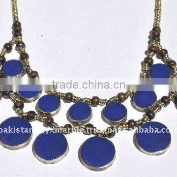 Ethnic Tribal kuchi afghan silver lapis neckleces Jewelry Kuchi nomads