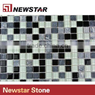 Newstar Black Grey And White Marble Tile Mix Glass Swimming Pool Mosaic photo-4
