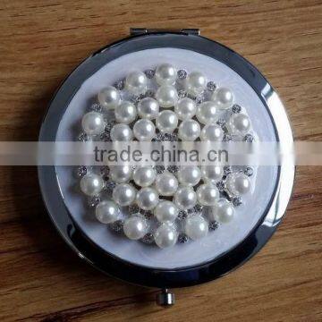 Fancy Pearls and Rhinestones Jewelled Compact Makeup Mirror photo-2