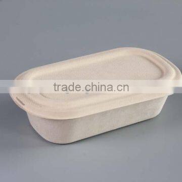 Biodegradable 1000ml sugarcane food container with separate lid