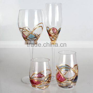 350ml unique hand painted drinking glass crystal wine goblet crystal wine glass,stemmed wine glass