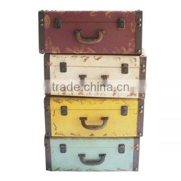 Distressed Wooden Colorful Cabinet with Box Drawers Antique Wooden Cabinet