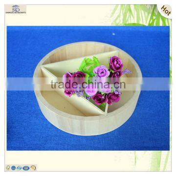 Home Decorating Handmade Bio-degradable Round Small Grids Wooden Tray photo-4