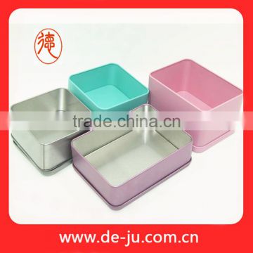 Colorful screen printing coat square container cosmetic tin box