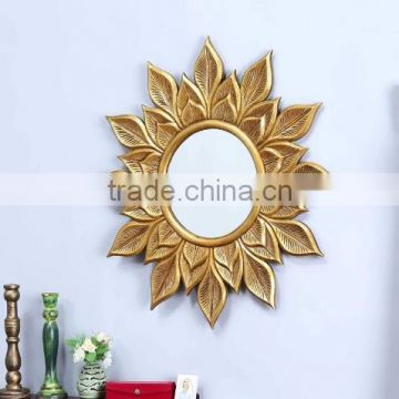 Indian leaf design decorative metal wall mirror