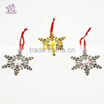 14K Gold Plated Metal Xmas Star Shape Snowflake Ornament With Pink Crystals From Swarovski photo-5