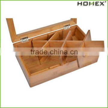 Bamboo Tea Box with Clear Lid, 8 sections/Homex_Factory