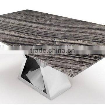 Modern Dining Table With Marble Top and Chrome Base photo-4
