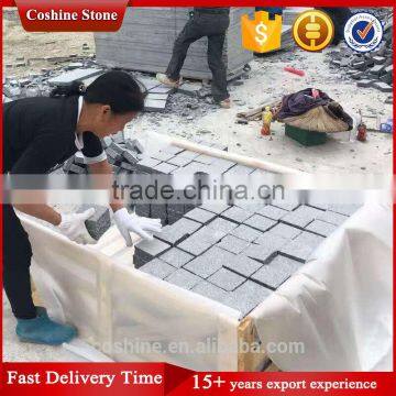 Six Natural Surface Finished Padang Dark Grey G654 Granite Cubestone photo-3