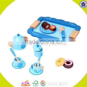 Wholesale top quality kids wooden tea sets toy popular pretend baby wooden tea sets toy W10B052