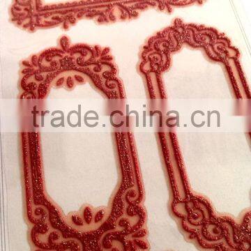 Red Colorway, Classic Glitter Lace Foam Sticker, Elegant Decorative Shinny Glitter Sticker photo-4