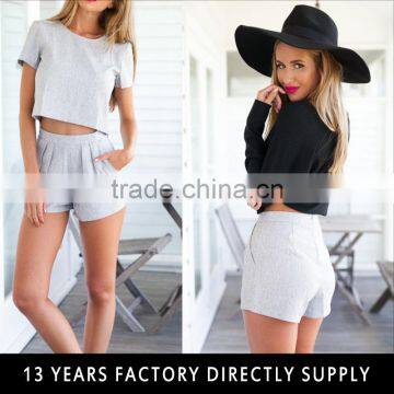 New fashion wholesale blank sweat ruffle shorts made in china