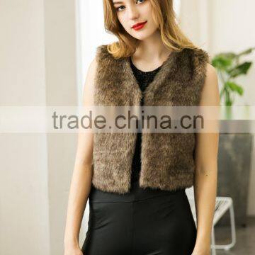 AliExpress new hot 2016 new European top sale short lady faux fur vest woman dress