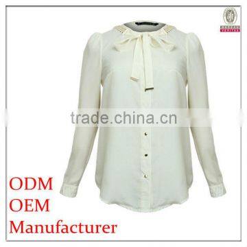 unique designed elegant ladies formal party wear blouse with tie and beadings