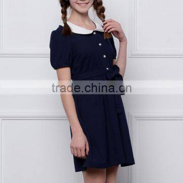 2017 New Summer School Children High Waisted Skirt Student Girl Doll Collar Dress Custom photo-6