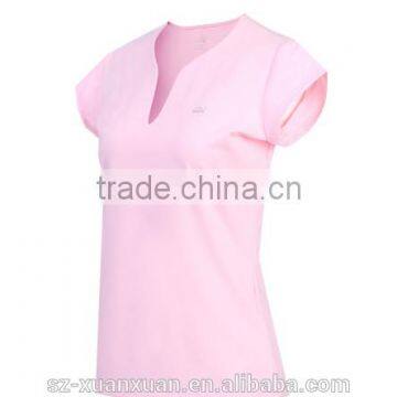 Wholesale Candy Color Shirt Body Tight V-neck Sportsware T-shirt for Women