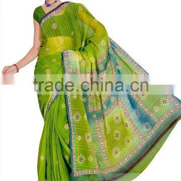 Printed Saree With Blouse and 4 Different Color Saree photo-3