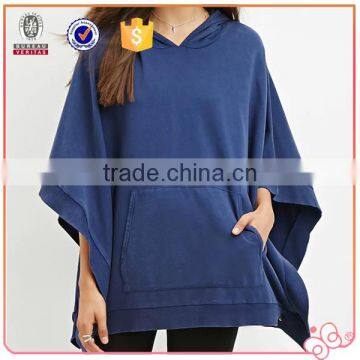 2016 Factory New Lady Knit Hooded French Terry Poncho