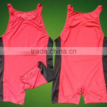 Lycra Onepiece Wrestling Wear Red & Black Color