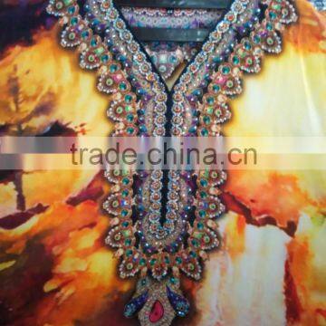 MULTICOLOR DIGITAL Print Silk Embellished Kaftan CAFTAN Tunic Poncho Blouse photo-2