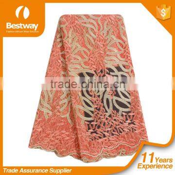 Nigeria Design Wedding Dress Tulle Lace Fabric FL0171 photo-6