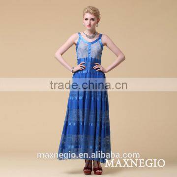 2015 Maxnegio Simple Blue Long Maxi Evening Dress photo-6