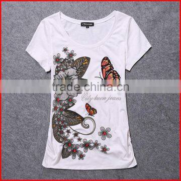 new design fashion women ladies betterfly printed tshirts