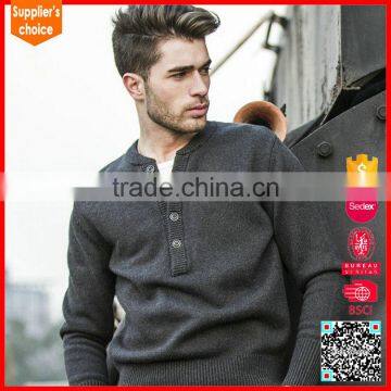 100% cotton jumper mens button sweater pullover sweater men button style