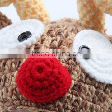 Handmade Cotton Winter Deer Animal Baby Hat And Cap Crochet Hat photo-4