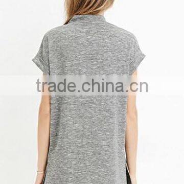 2017 Cheapsale Custom Ladies Solid Side Open Short Sleeve Casual Dress OEM Service photo-2