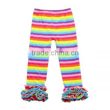 2017 New design rainbow strip icing cute baby girls pants readymade garments sequin pants for kids girl leggings