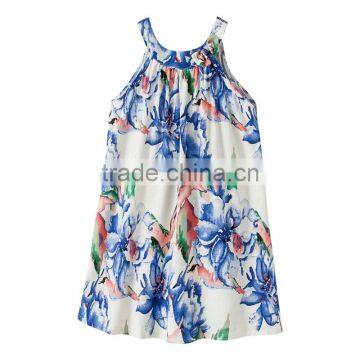 ShiJ Kids Clothes 2017 100% Linen Print Girls Dresses For Teenage photo-3