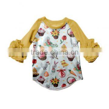 Easter Ruffle Raglan Bunny Shirts Baby Shirts Children Icing Ruffle Clothing With Bunnies photo-5