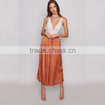 Newest Spring Summer Satin Wide Leg Floaty Pants for Women photo-5