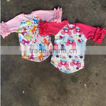 One-piece Baby Reglan t Shirt Wholesale Bulk Clothing Cotton/spandx Mixed Ruffle Clothes Kids Shirt photo-5