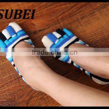 Japanese Cotton Striped Socks Shallow Mouth Invisible Socks Toe Socks photo-2
