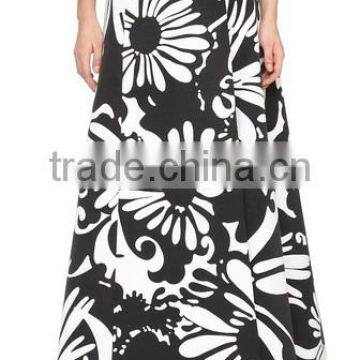 2016 Designed for Fashion Women High Waist Printed Grosgrain Skirt Slit Skirt Ladies'maxi Skirt OEM photo-2