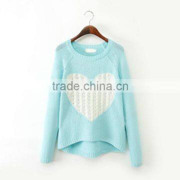 Big Girls' Color Block Heart Printed Stylish Branded Pullover Sweater photo-2