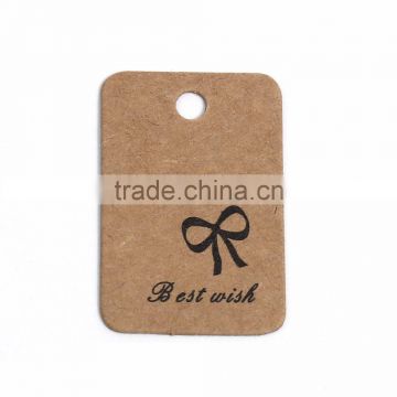 Paper Label Tags Rectangle Brown Bowknot Pattern 30mm(1 1/8") x 20mm( 6/8"), 1 Piece