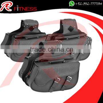 RC Fitness leather saddle bag - Black Motorcycle Panniers Saddle Bags Tour Faux Leather Motorbike Luggage