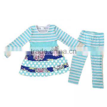 2017 Yawoo wholesale new designs tunic match icing leggings fall clothes kids clothing sets