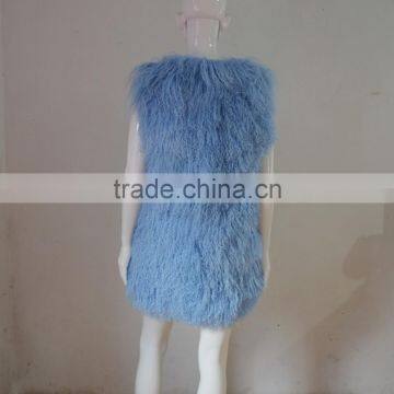 SJ036-02 Customized Size Real Genuine Sheep Fur Vest / Lamb Fur Over Coat For Winter photo-2