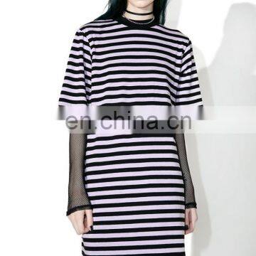 Organic Cotton Allover Stripe Dress with Extended Sleeves