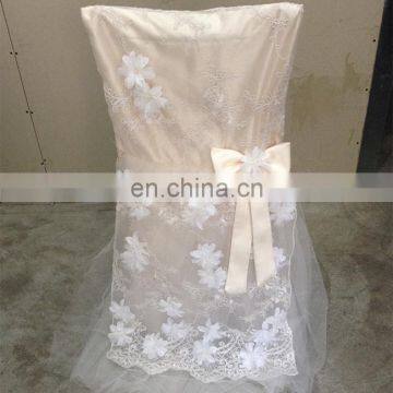 Beatiful Style Bridal With Crochet Flower Chair Cover White