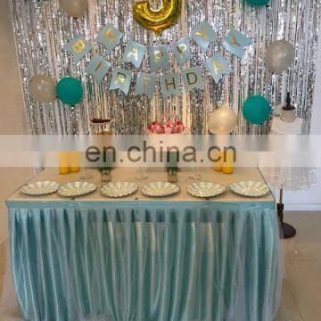 New Light Blue Square Different Designs of Table Skirting for Birthday photo-3