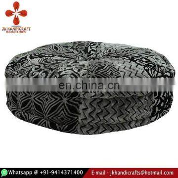 Handmade Indian Round Velvet Patchwork Floor Cushion