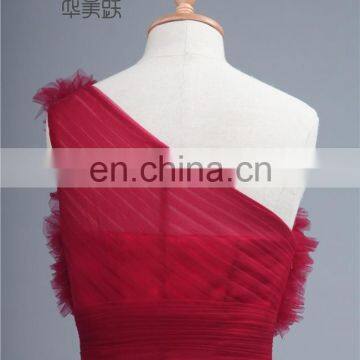 Maxi Design ZZ-P005 Floor Length Unique Skirt One Shoulder Tulle Ruffle Prom Dress photo-6